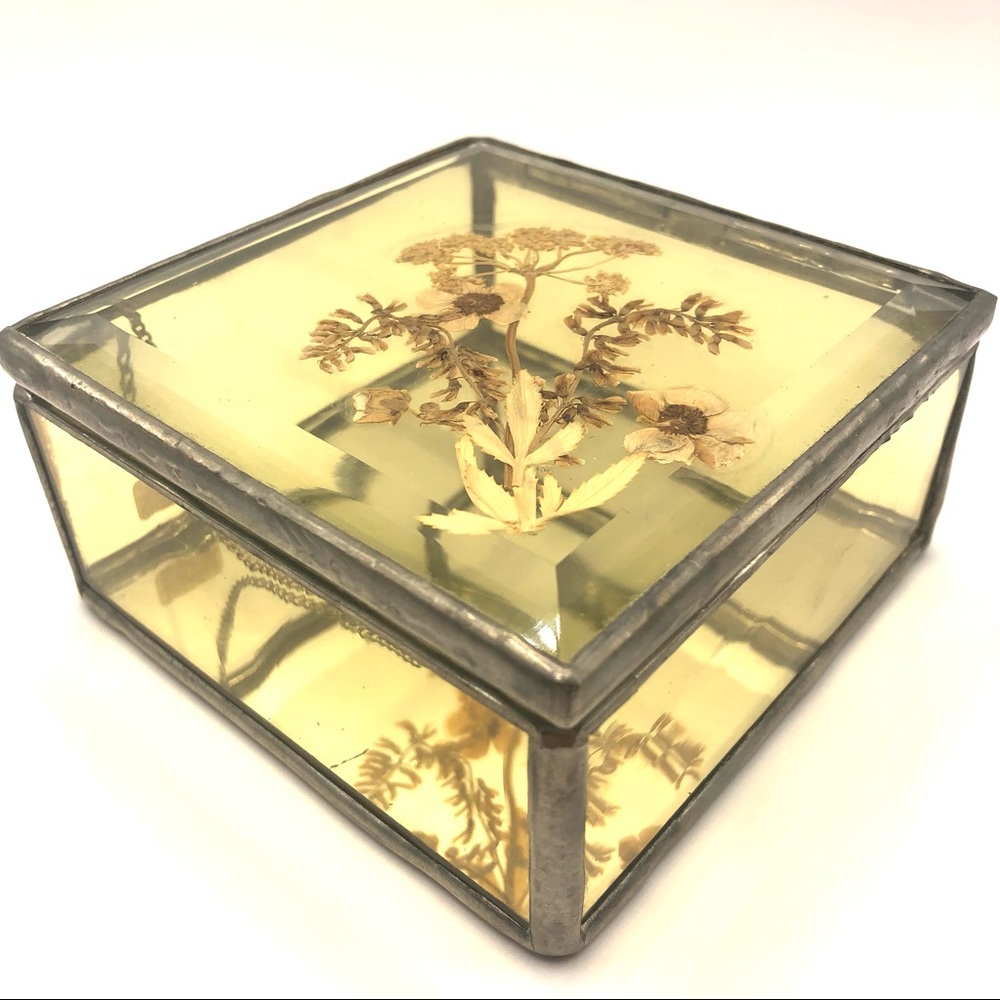 Pressed flower glass box
